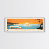 Okamanpeedan Lake (Tuttle Lake), Iowa Framed Canvas Print, Panoramic Wall Art, Midcentury Modern, Pop Art, Home Decor, Travel Poster, Bedroom Art