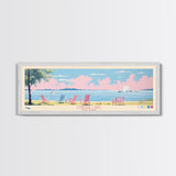 Oneida Lake, New York Framed Canvas Print, Panoramic Wall Art, Midcentury Modern, Pop Art, Home Decor, Travel Poster, Bedroom Art