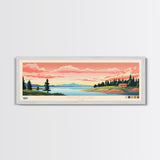 Panguitch Lake, Utah Framed Canvas Print, Panoramic Wall Art, Midcentury Modern, Pop Art, Home Decor, Travel Poster, Bedroom Art