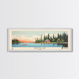 Payette Lake, Idaho Framed Canvas Print, Panoramic Wall Art, Midcentury Modern, Pop Art, Home Decor, Travel Poster, Living Room Art