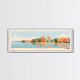 Philpott Lake, Virginia Framed Canvas Print, Panoramic Wall Art, Midcentury Modern, Pop Art, Home Decor, Travel Poster, Living Room Art