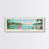 Pickwick Lake, Alabama Framed Canvas Print, Home Decor, Midcentury Modern Art, Panoramic Travel Poster, Wall Art, Pop Art