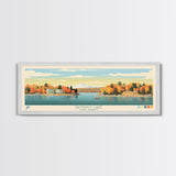 Ramapo Lake, New Jersey Framed Canvas Print, Home Decor, Midcentury Modern, Panoramic Travel Poster, Pop Art, Wall Art