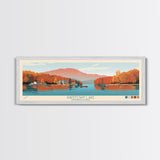 Raystown Lake, Pennsylvania Framed Canvas Print, Living Room Art, Midcentury Modern, Panoramic Travel Poster, Wall Art, Pop Art