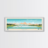 Sandy Lake, Alaska Framed Canvas Print, Panoramic Travel Poster, Midcentury Modern Art, Living Room Decor, Pop Art, Wall Art