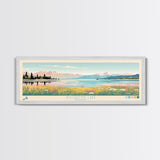 Shoshone Lake, Wyoming Framed Canvas Print, Panoramic Wall Art, Midcentury Modern Decor, Pop Art, Bedroom Decoration, Travel Poster