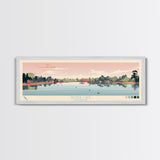 Silver Lake, Delaware Framed Canvas Print, Panoramic Wall Art, Midcentury Modern Decor, Pop Art, Travel Poster, Home Decoration