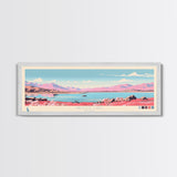 Washoe Lake, Nevada Framed Canvas Print, Panoramic Lake House Decor, Midcentury Modern Art, Pop Art, Travel Poster, Bedroom Wall Art