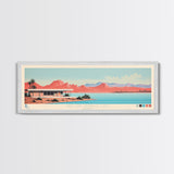 Willow Springs Lake, Arizona Panoramic Framed Canvas Print, Lake House Decor, Midcentury Modern Art, Pop Art, Travel Poster