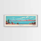 Wilson Lake, Arizona Framed Canvas Print, Panoramic Lake House Art, Midcentury Modern Decor, Pop Art, Travel Poster, Wall Art