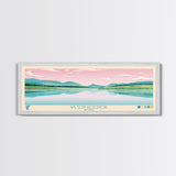 Wilson Reservoir, Nevada Panoramic Framed Canvas Print, Lake House Decor, Midcentury Modern Art, Pop Art, Travel Poster