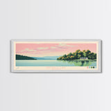 Yatesville Lake, Kentucky Panoramic Framed Canvas Print, Lake House Decor, Midcentury Modern Art, Pop Art, Travel Poster