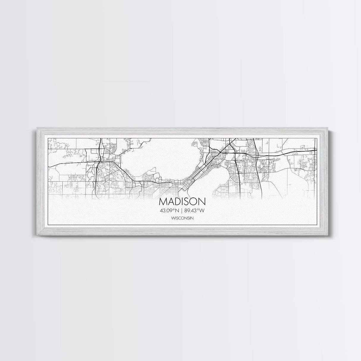 Panoramic Madison City Map, Wisconsin Art, Map Print, Minimalist Wall Art, Canvas Art, Housewarming Gift, Street Map Art, Closing Gift