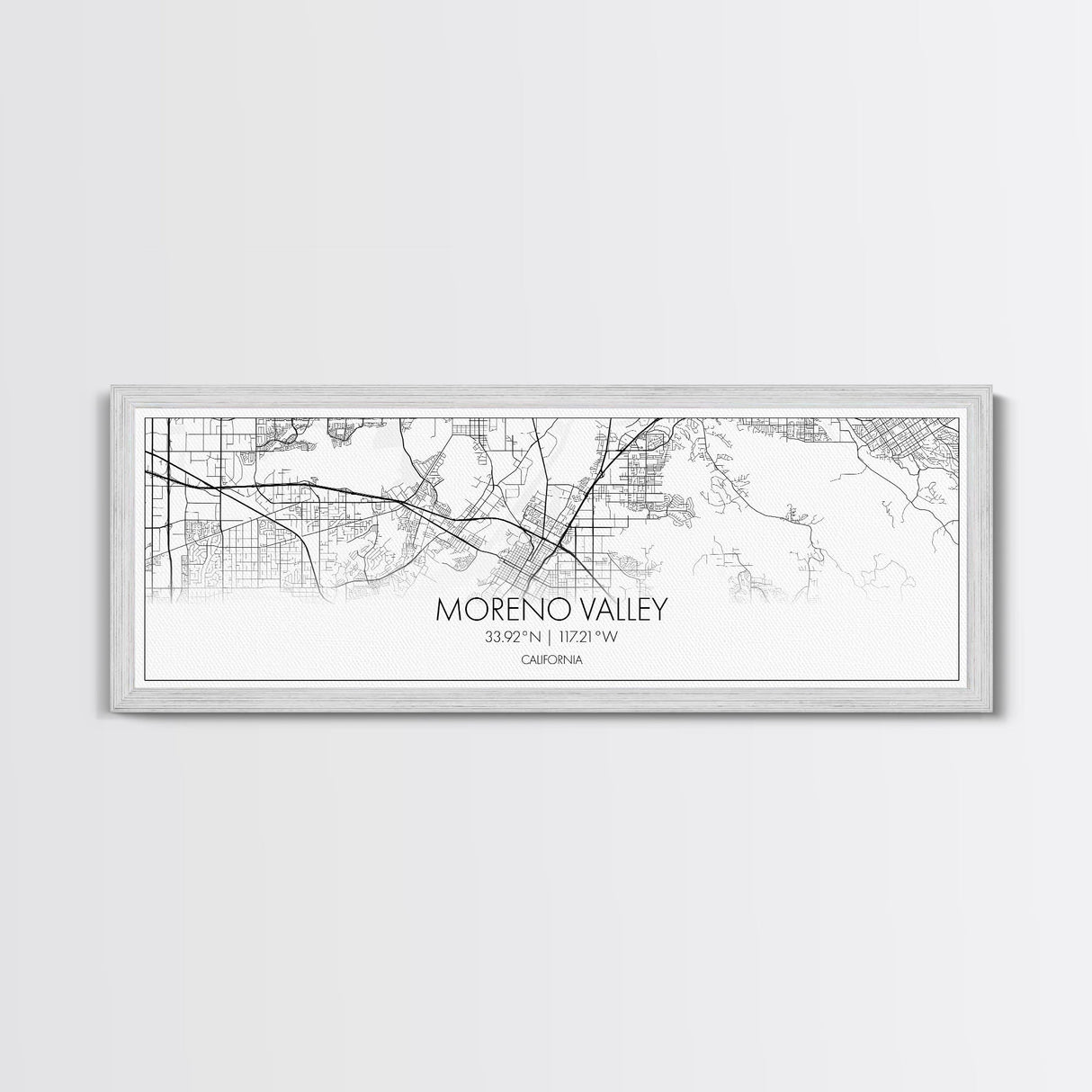 Panoramic Moreno Valley City Map, California Art, Map Print, Minimalist Wall Art, Canvas Art, Housewarming Gift, Street Map, Closing Gift