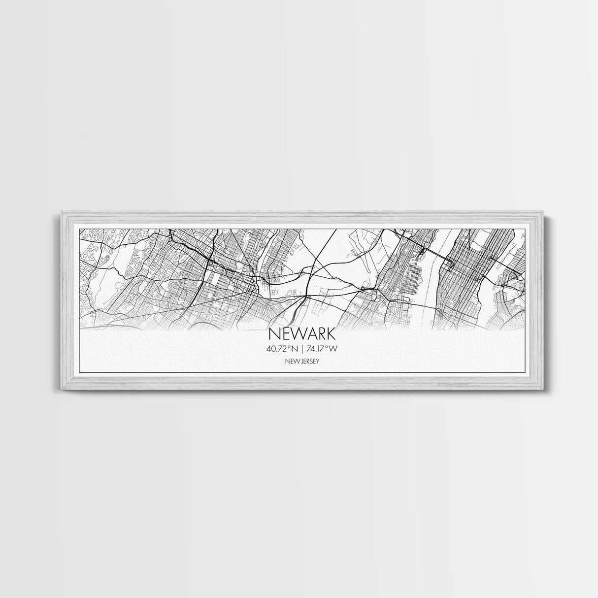 Panoramic Newark City Map, New Jersey Art, Map Print, Minimalist Wall Art, Canvas Art, Housewarming Gift, Street Map Art, Closing Gift