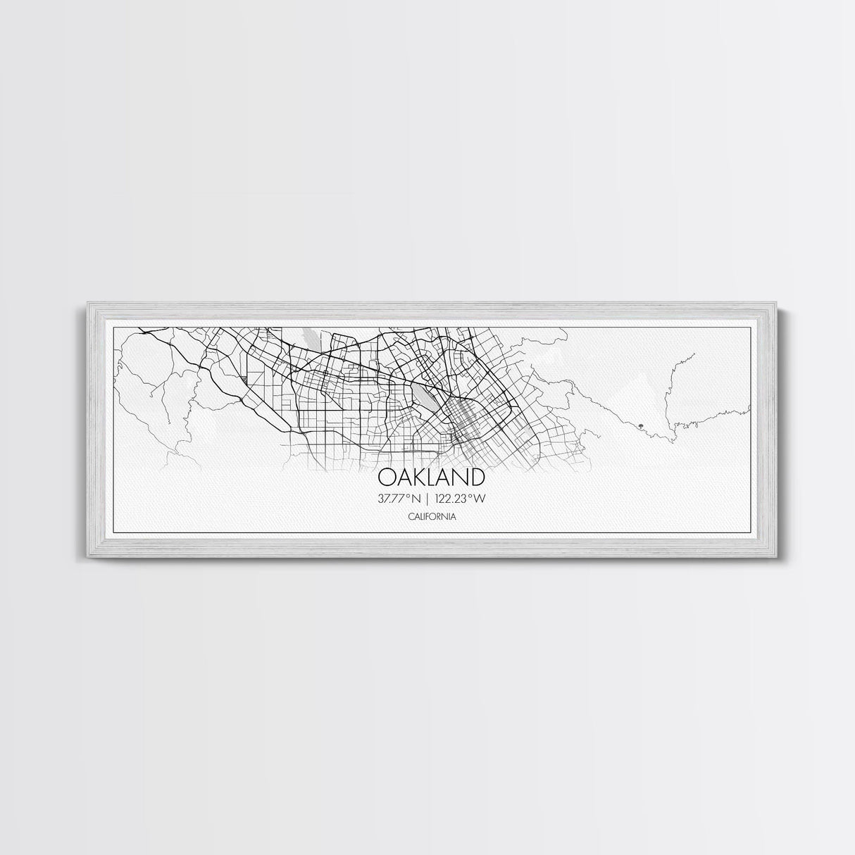 Panoramic Oakland City Map, California Art, Map Print, Minimalist Wall Art, Canvas Art, Housewarming Gift, Street Map Art, Closing Gift