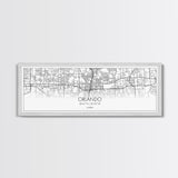 Panoramic Orlando City Map, Florida Art, Map Print, Minimalist Wall Art, Canvas Art, Housewarming Gift, Street Map Art, Closing Gift