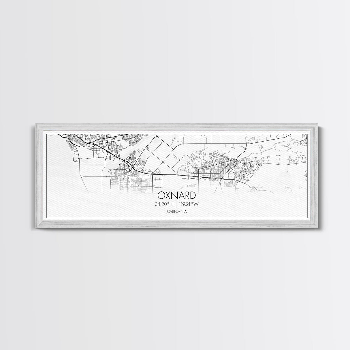 Panoramic Oxnard City Map, California Art, Map Print, Minimalist Wall Art, Canvas Art, Housewarming Gift, Street Map Art, Closing Gift