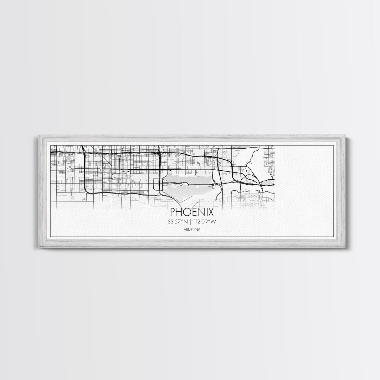 Panoramic Phoenix City Map, Arizona Art, Map Print, Minimalist Wall Art, Canvas Art, Housewarming Gift, Street Map Art, Closing Gift