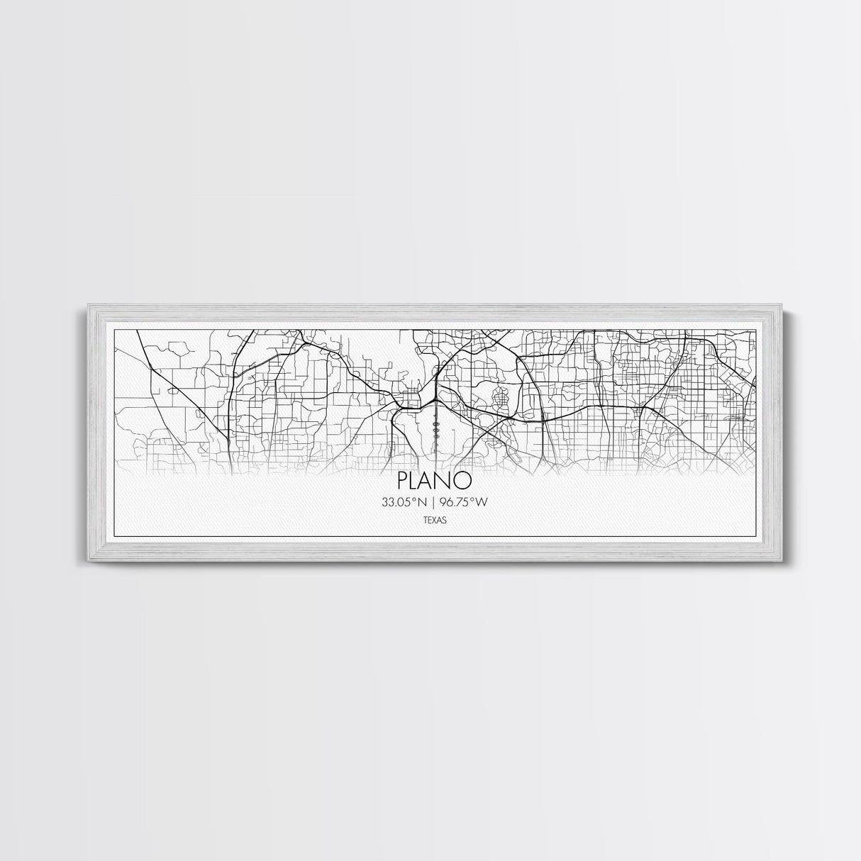 Panoramic Plano City Map, Texas Art, Map Print, Minimalist Wall Art, Canvas Art, Housewarming Gift, Street Map Art, Closing Gift