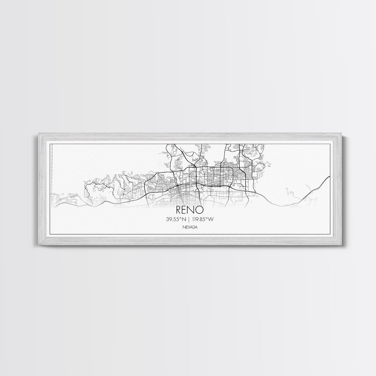 Panoramic Reno City Map, Nevada Art, Map Print, Minimalist Wall Art, Canvas Art, Housewarming Gift, Street Map Art, Closing Gift