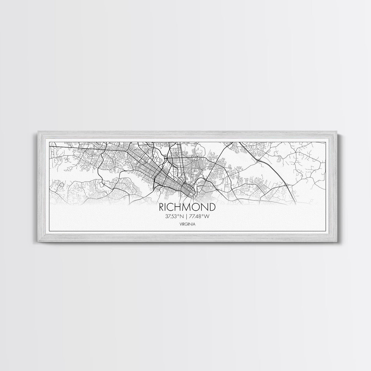 Panoramic Richmond City Map, Virginia Art, Map Print, Minimalist Wall Art, Canvas Art, Housewarming Gift, Street Map Art, Closing Gift