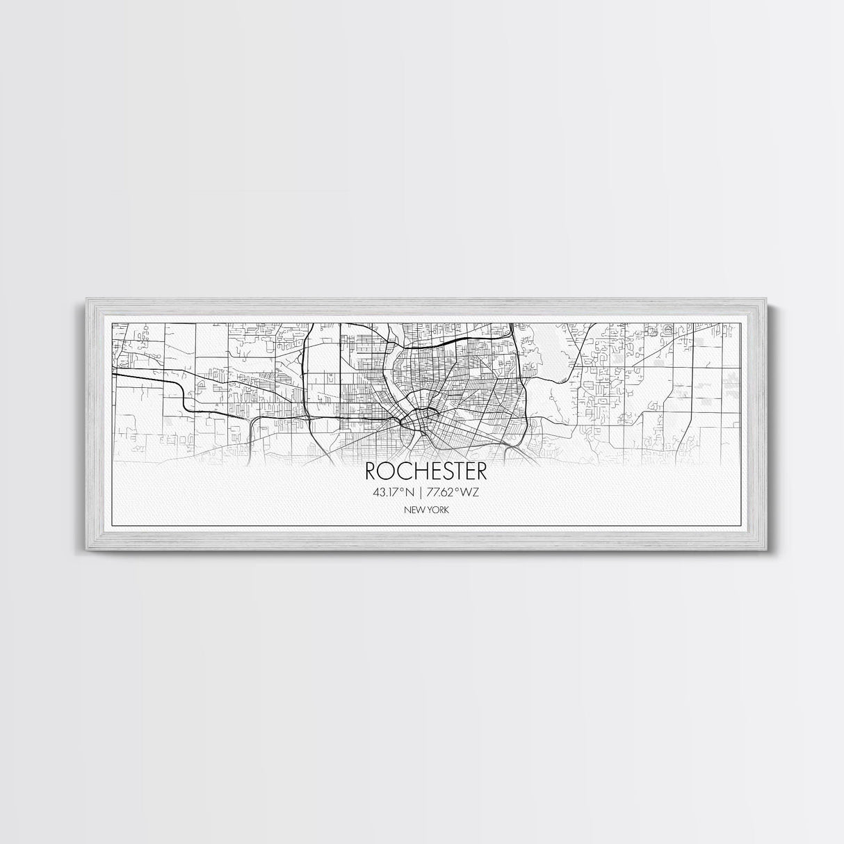 Panoramic Rochester City Map, New York Art, Map Print, Minimalist Wall Art, Canvas Art, Housewarming Gift, Street Map Art, Closing Gift