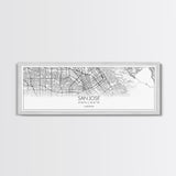 Panoramic San Jose City Map, California Art, Map Print, Minimalist Wall Art, Canvas Art, Housewarming Gift, Street Map Art, Closing Gift