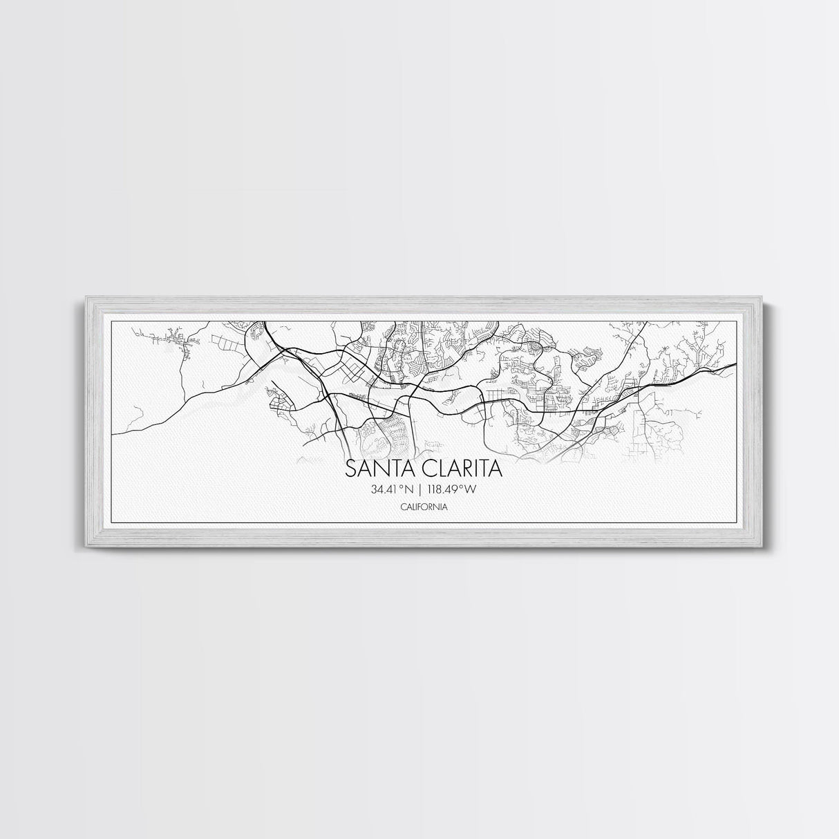 Panoramic Santa Clarita City Map, California Art, Map Print, Minimalist Wall Art, Canvas Art, Housewarming Gift, Street Map, Closing Gift