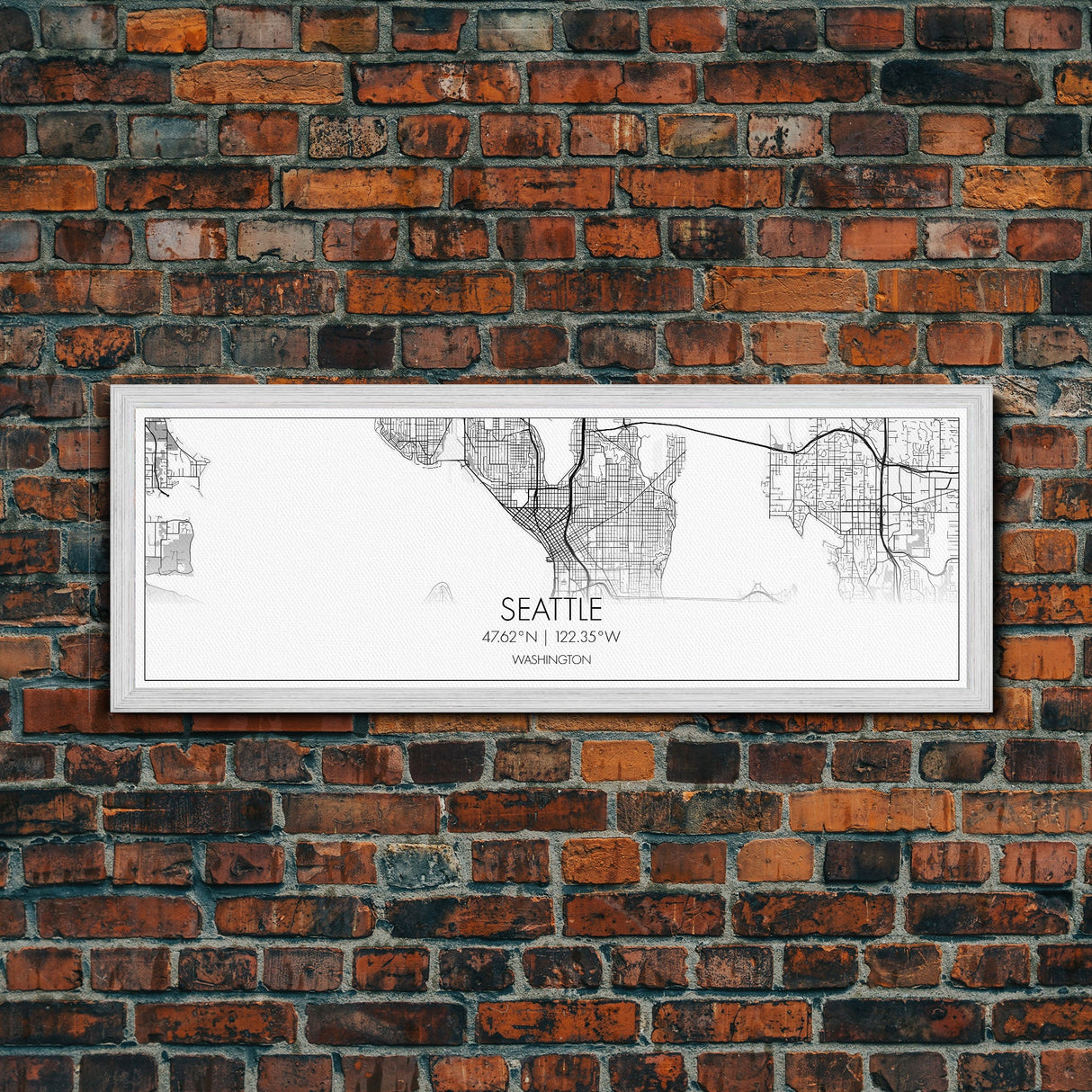 Panoramic Seattle City Map, Washington Art, Map Print, Minimalist Wall Art, Canvas Art, Housewarming Gift, Street Map Art, Closing Gift