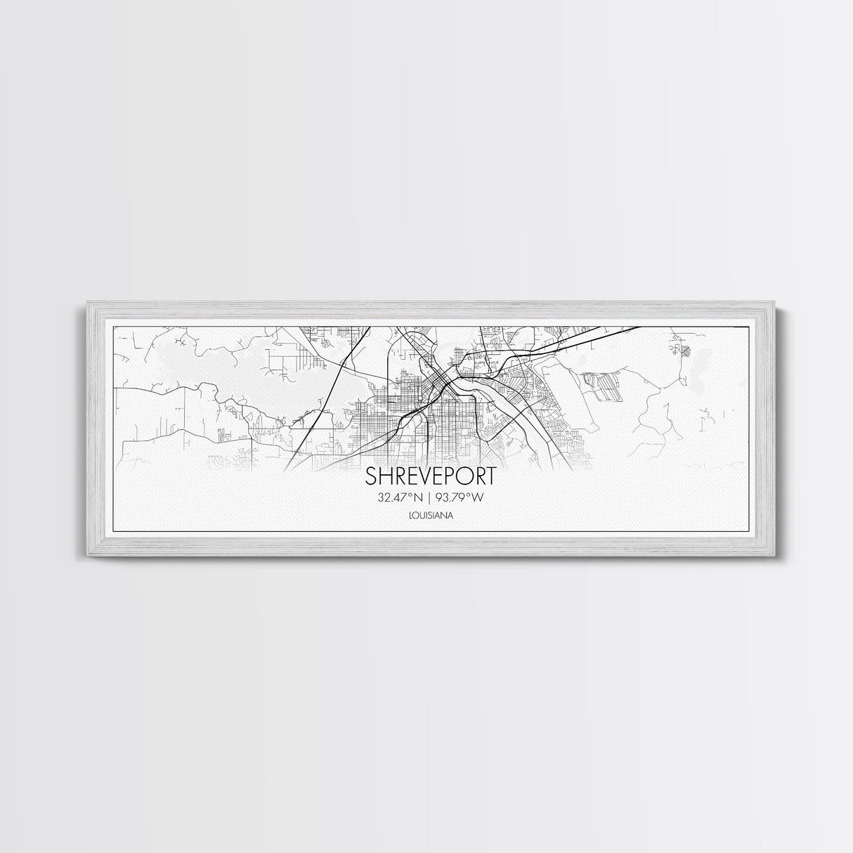 Panoramic Shreveport City Map, Louisiana Art, Map Print, Minimalist Wall Art, Canvas Art, Housewarming Gift, Street Map Art, Closing Gift