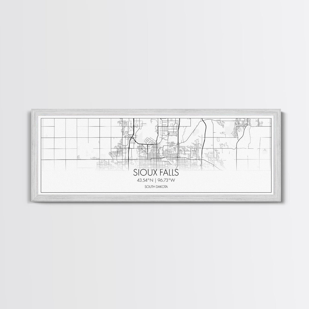 Panoramic Sioux Falls City Map, South Dakota Art, Map Print, Minimalist Wall Art, Canvas Art, Housewarming Gift, Street Map, Closing Gift