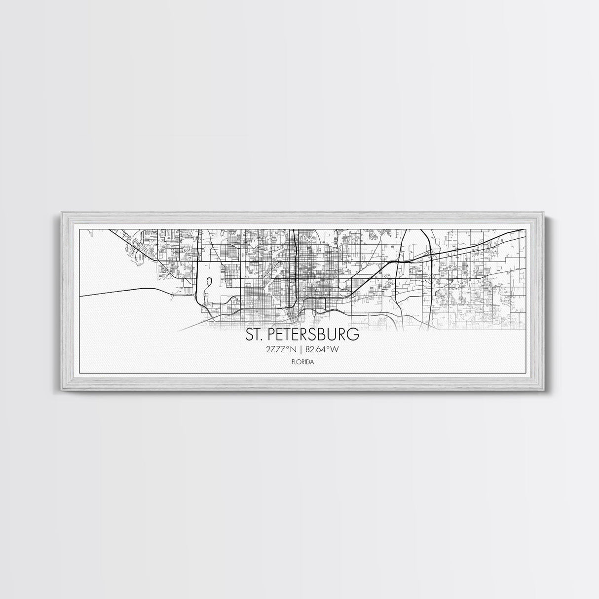 Panoramic St Petersburg City Map, Florida Art, Map Print, Minimalist Wall Art, Canvas Art, Housewarming Gift, Street Map Art, Closing Gift