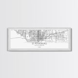 Panoramic St Petersburg City Map, Florida Art, Map Print, Minimalist Wall Art, Canvas Art, Housewarming Gift, Street Map Art, Closing Gift