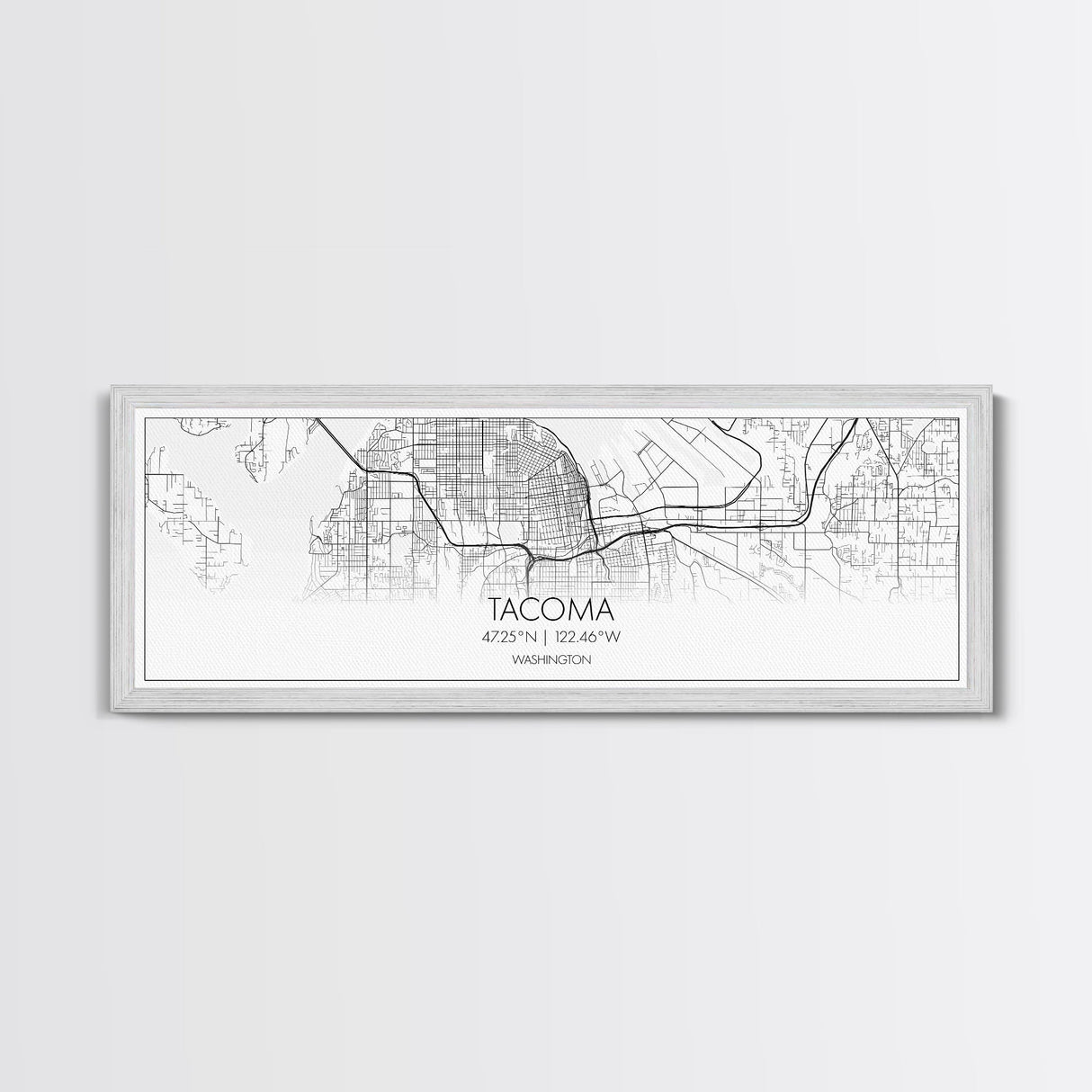 Panoramic Tacoma City Map, Washington Art, Map Print, Minimalist Wall Art, Canvas Art, Housewarming Gift, Street Map Art, Closing Gift