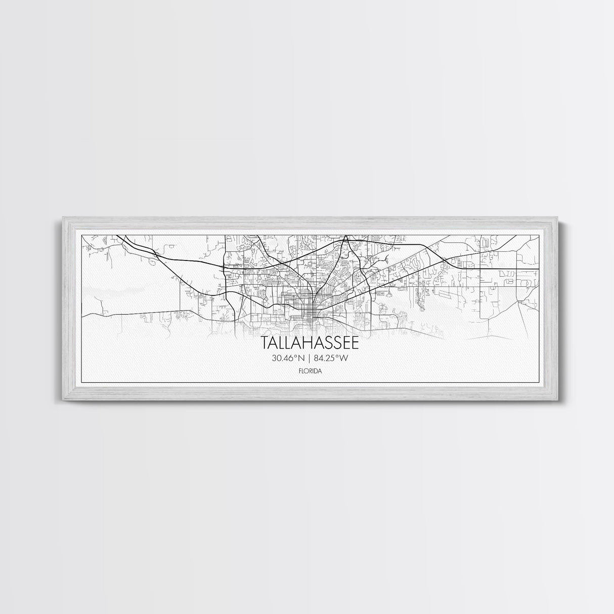 Panoramic Tallahassee City Map, Florida Art, Map Print, Minimalist Wall Art, Canvas Art, Housewarming Gift, Street Map Art, Closing Gift