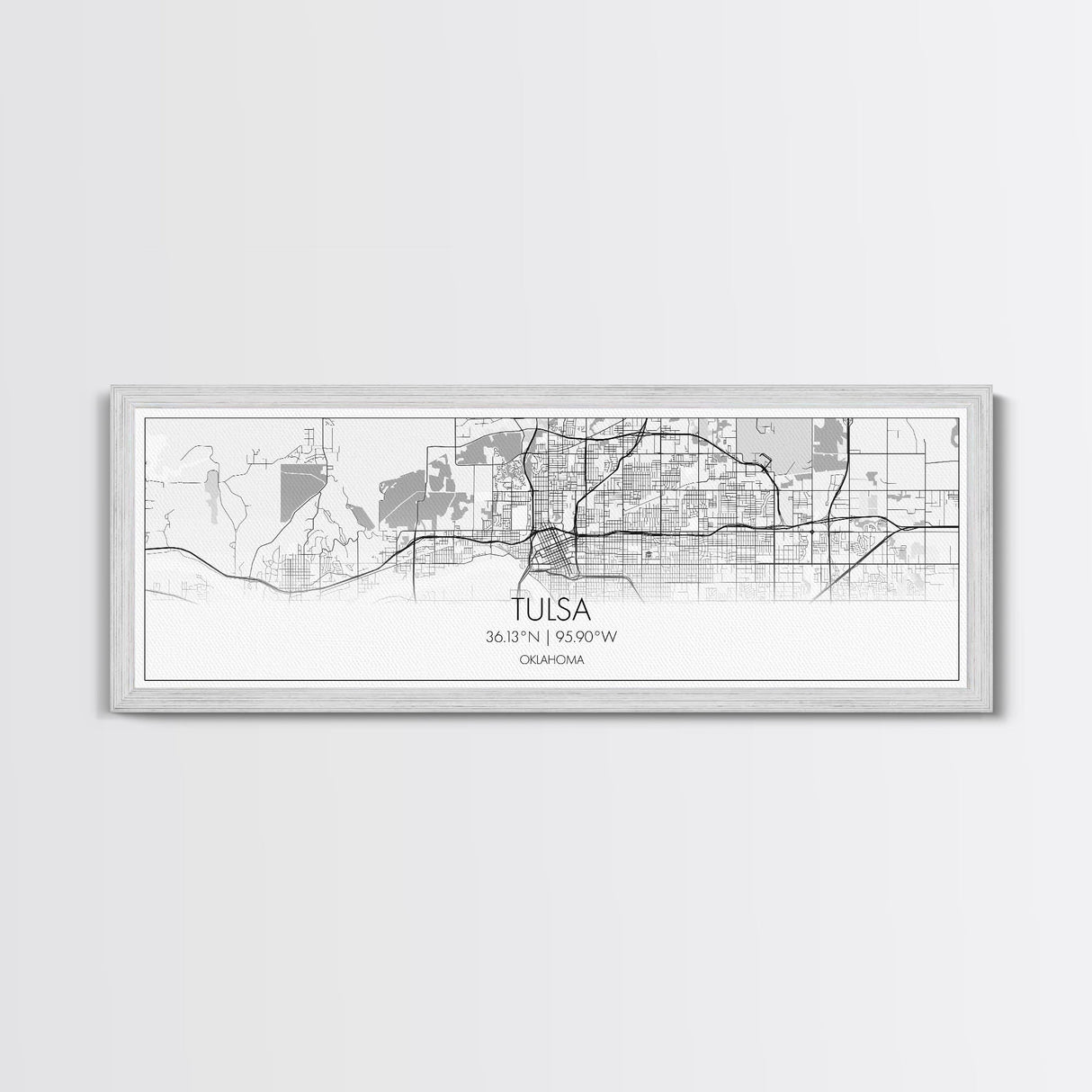 Panoramic Tulsa City Map, Oklahoma Art, Map Print, Minimalist Wall Art, Canvas Art, Housewarming Gift, Street Map Art, Closing Gift