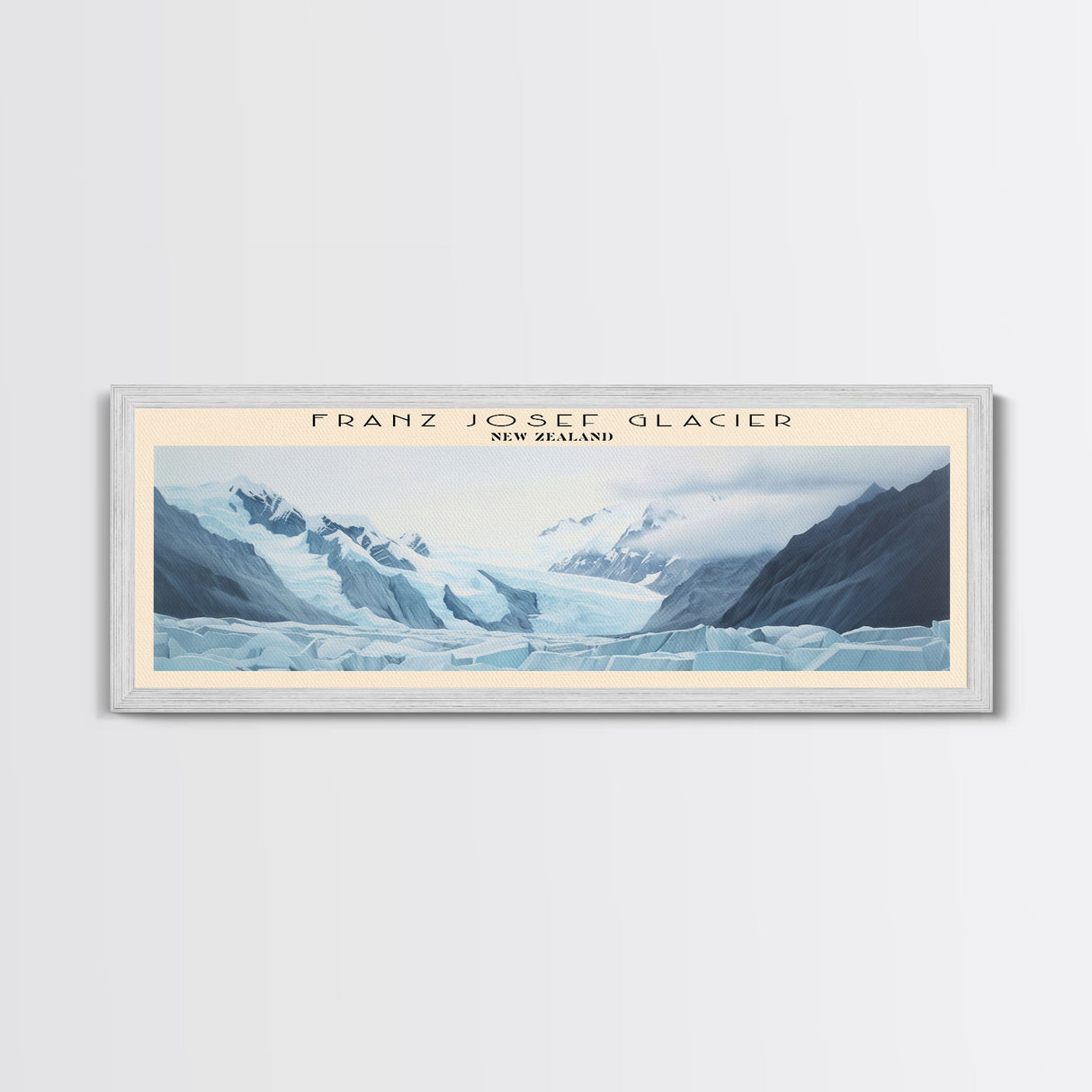 Franz Josef Glacier COUNTRY Travel Poster Print, Framed Canvas Print, COUNTRY Travel Art, Wood Framed Art, Wall Hanging, Home Decor