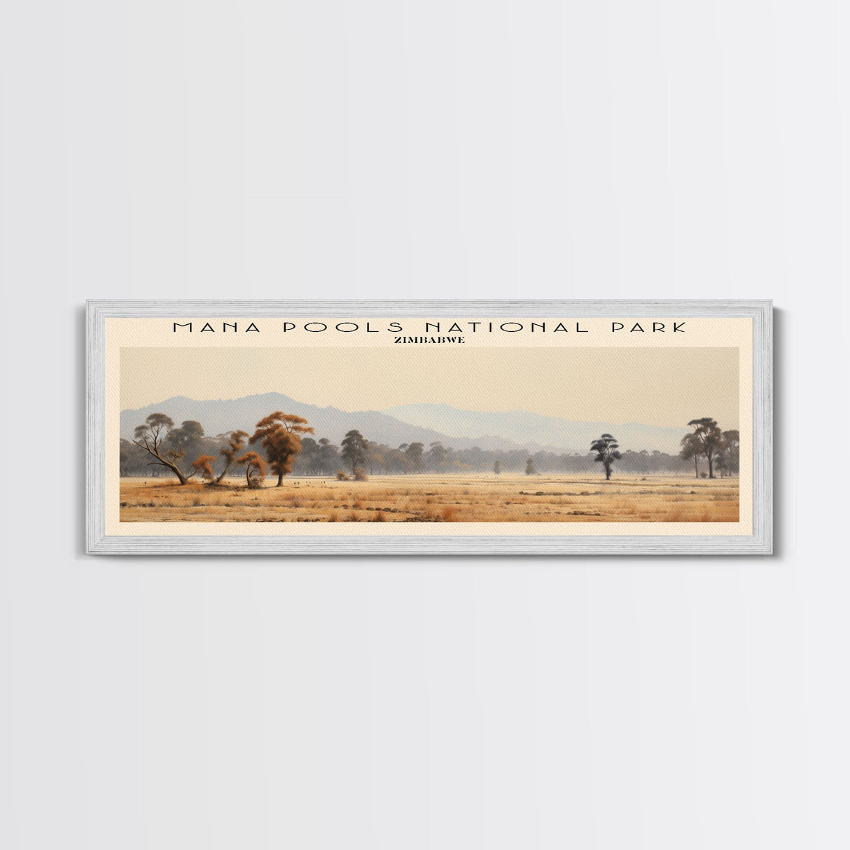 Mana Pools National Park COUNTRY Travel Poster Print, Framed Canvas Print, COUNTRY Travel Art, Wood Framed Art, Wall Hanging, Home Decor