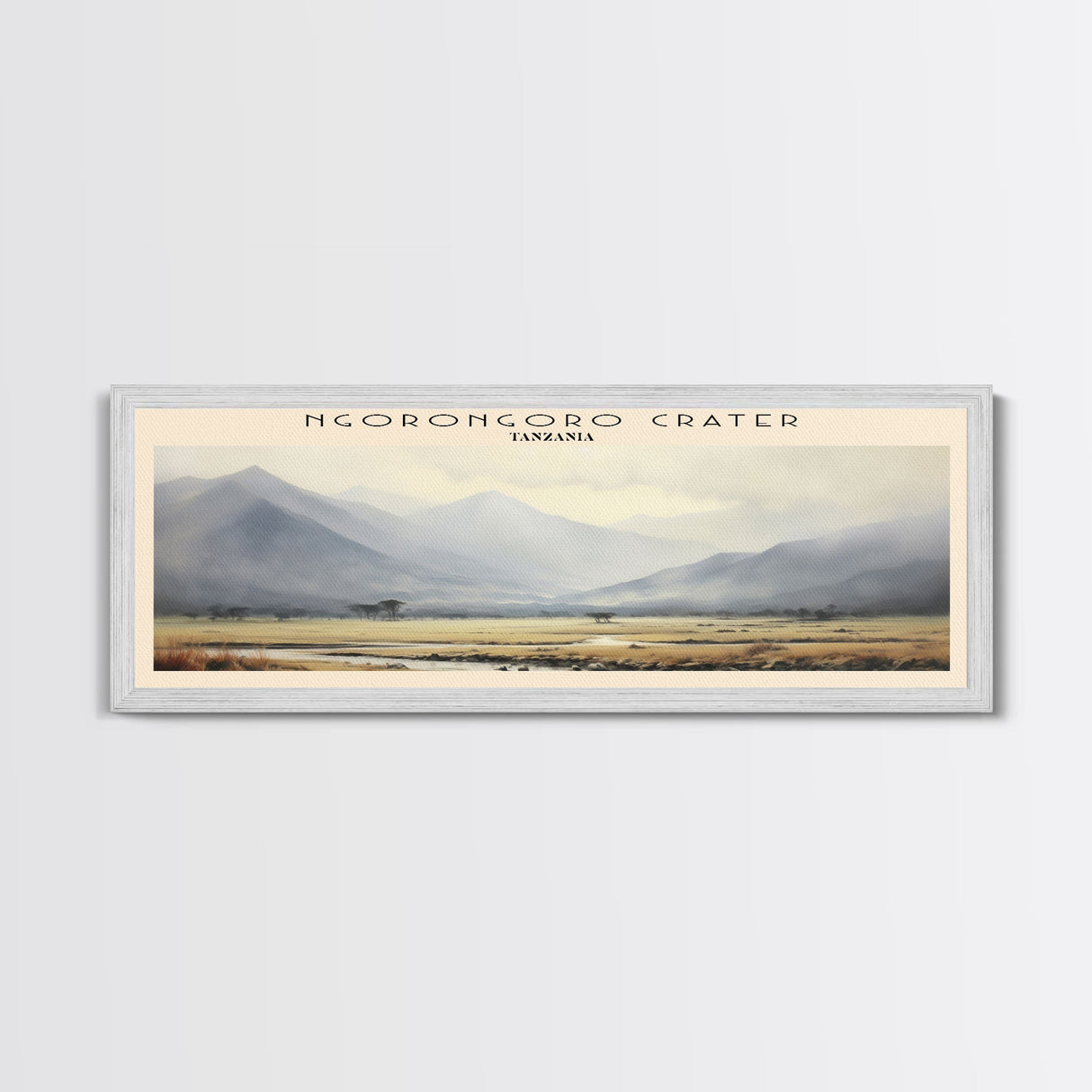 Ngorongoro Crater COUNTRY | Framed Travel Poster Canvas Print | Trendy Wall Art | Watercolor Painting | Living Room Art | Unique Art