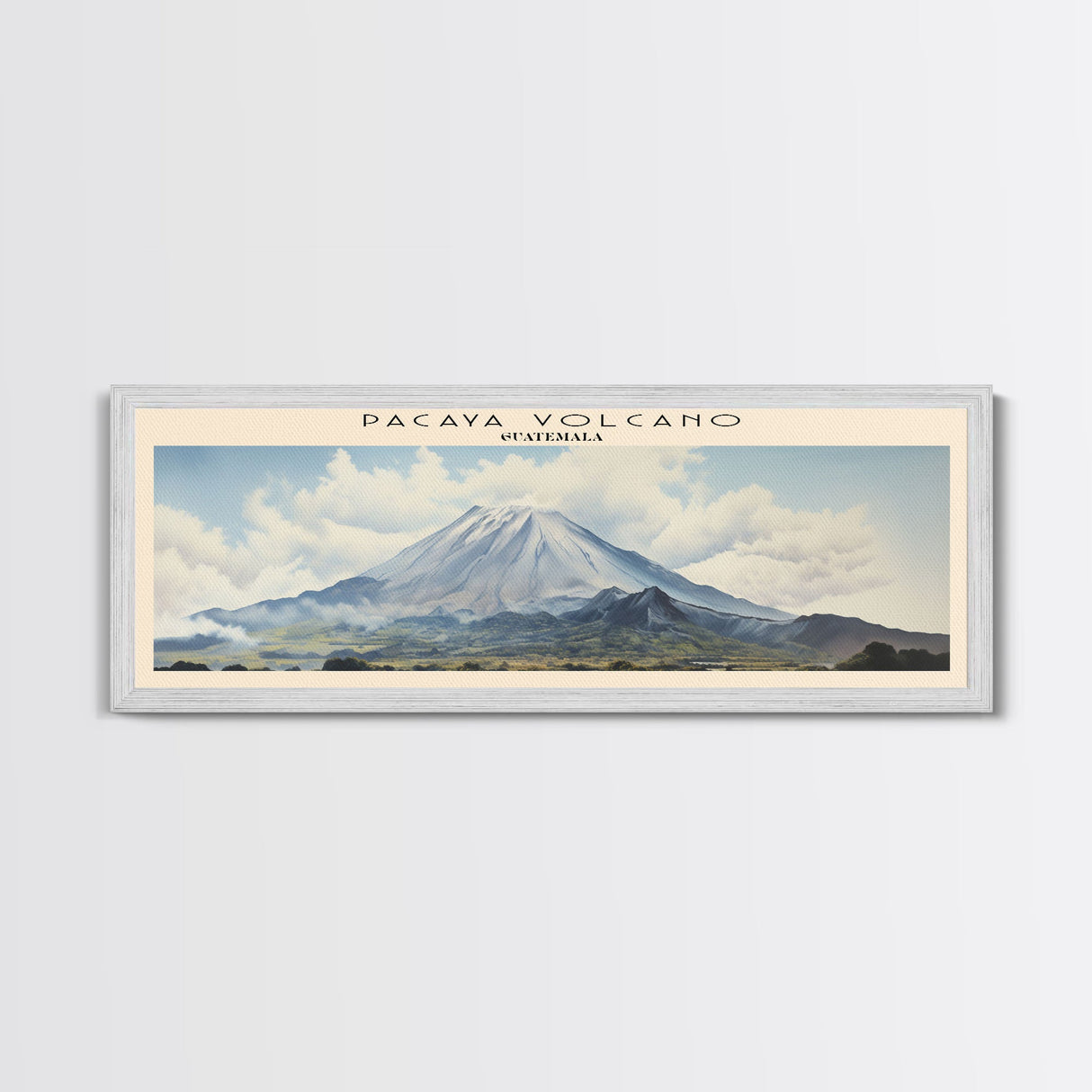 Pacaya Volcano Travel Poster Print, Framed Canvas Print, COUNTRY Travel Art, Wood Framed Art, Wall Hanging, Home Decor