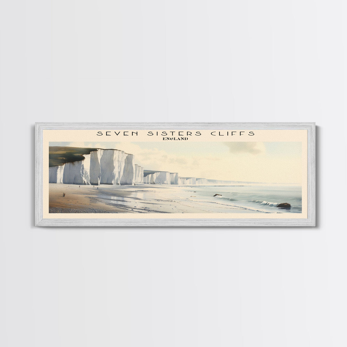 Seven Sisters Cliffs Framed Canvas Print Travel Poster | Wall Art | Home Decor | Gift For Travel Lover | Wall Hanging | Original Art