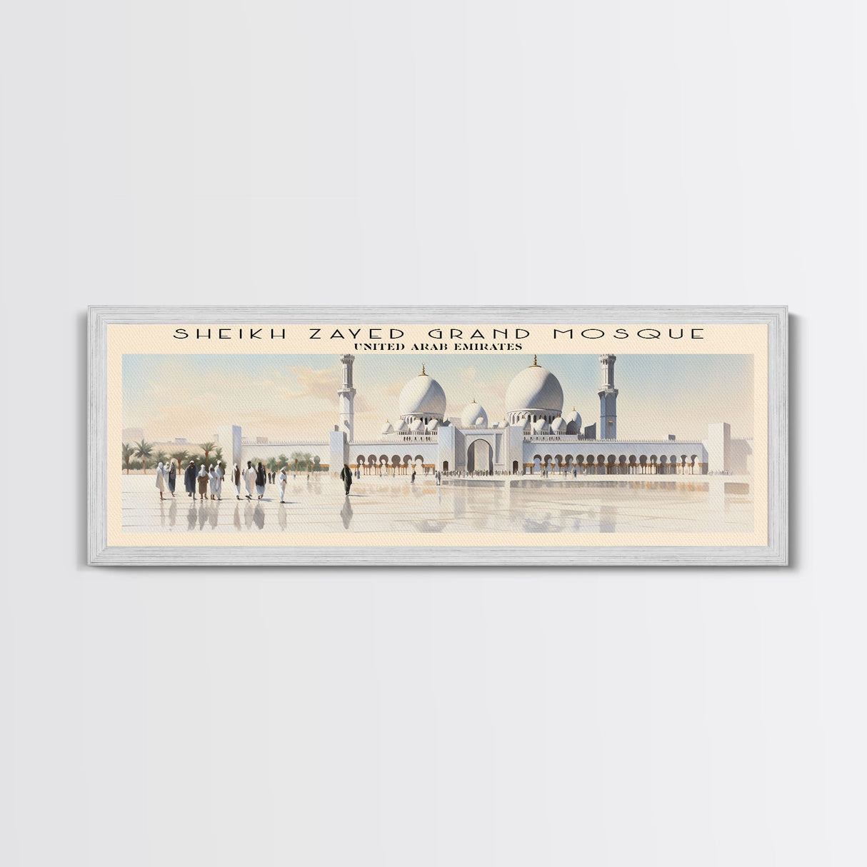 Sheikh Zayed Grand Mosque COUNTRY | Framed Travel Poster Canvas Print | Trendy Wall Art | Watercolor Painting | Living Room Art | Unique Art