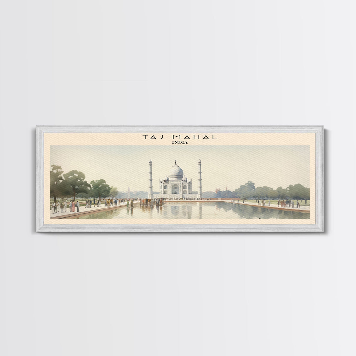 Taj Mahal Travel Poster Print, Framed Canvas Print, COUNTRY Travel Art, Wood Framed Art, Wall Hanging, Home Decor