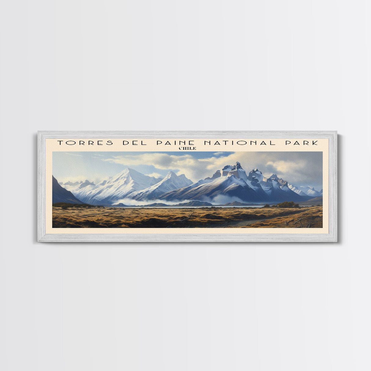 Torres del Paine National Park Travel Poster Print, Framed Canvas Print, COUNTRY Travel Art, Wood Framed Art, Wall Hanging, Home Decor