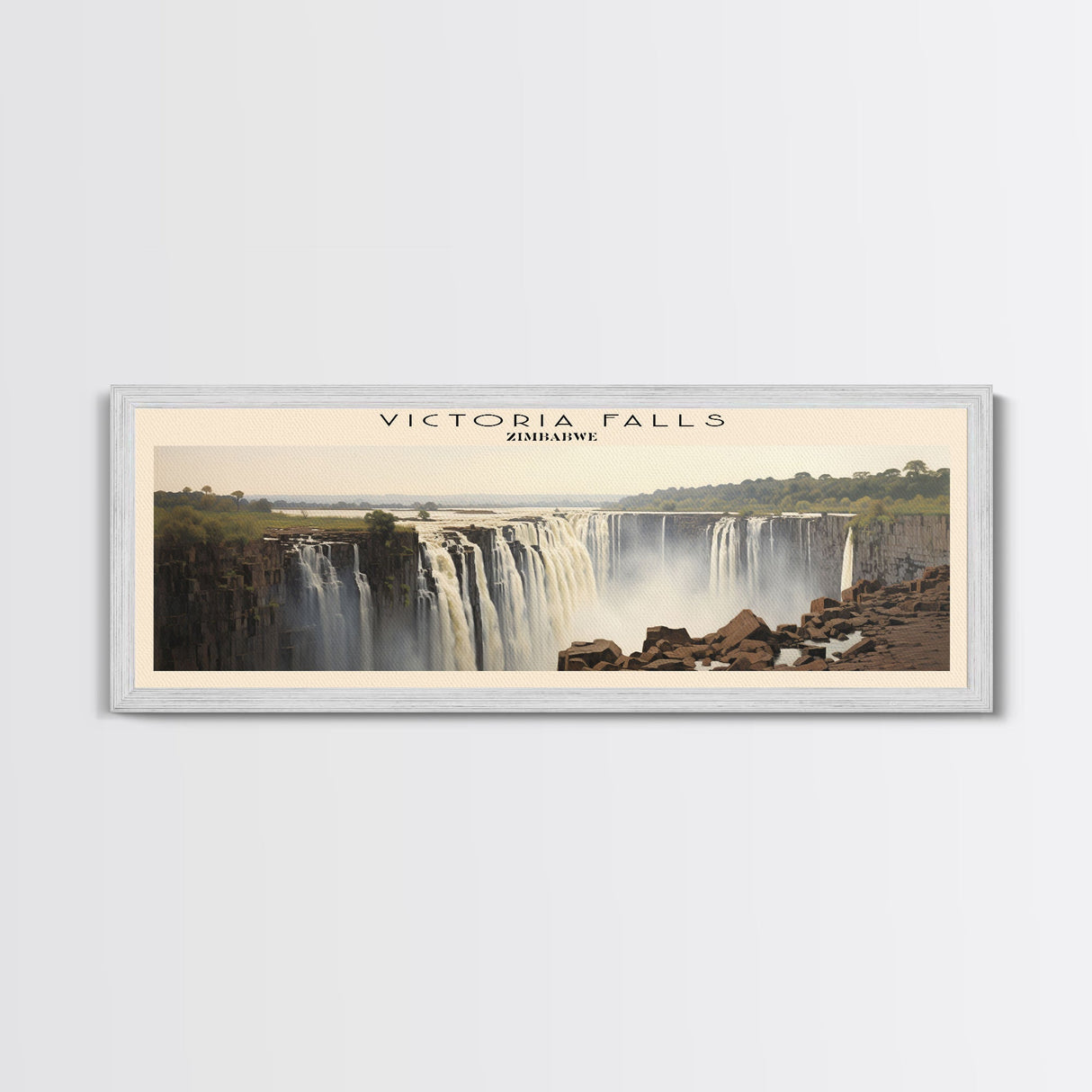 Victoria Falls Travel Poster Print, Framed Canvas Print, COUNTRY Travel Art, Wood Framed Art, Wall Hanging, Home Decor