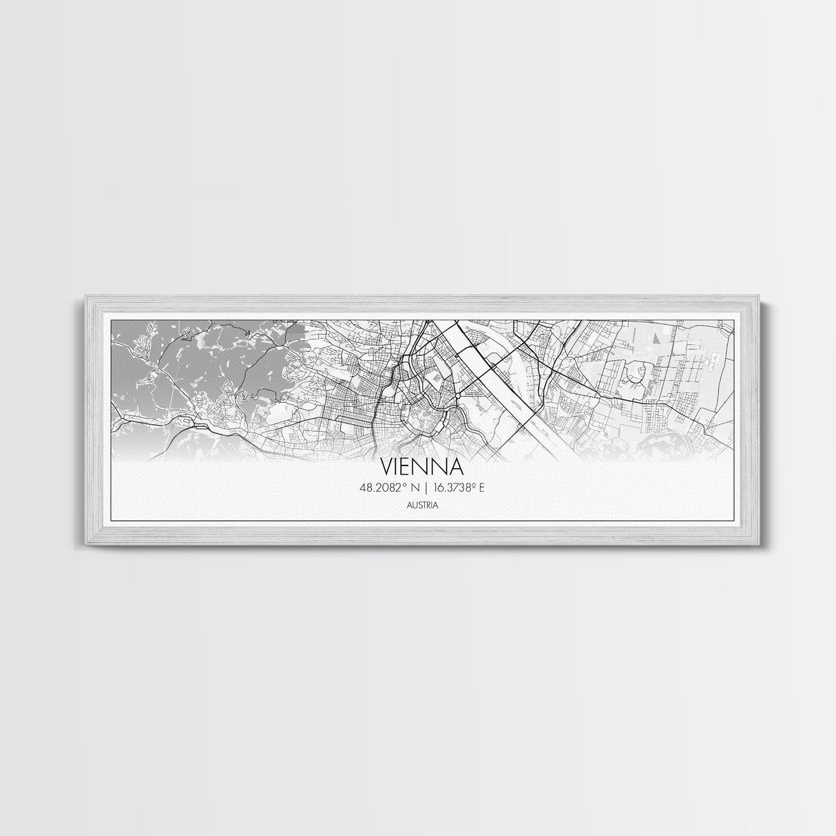 Panoramic Vienna City Map, Austria Art, Map Print, Minimalist Wall Art, Canvas Art, Housewarming Gift, Street Map Art, Closing Gift