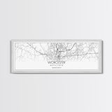 Panoramic Worcester City Map, Massachusetts Art, Map Print, Minimalist Wall Art, Canvas Art, Housewarming Gift, Street Map Art, Closing Gift