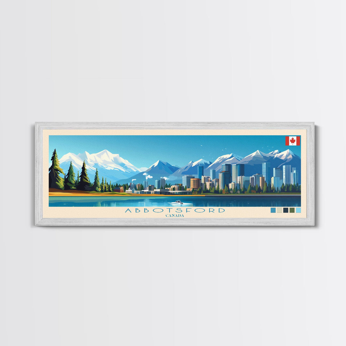 Panoramic Travel Poster Abbotsford, Canada Canvas Print, Abbotsford, Canada Painting, Canada Art, Abbotsford Travel Art, Guest Room Painting