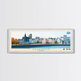 Aberdeen, Scotland Panoramic Travel Poster Canvas Print, Aberdeen, Scotland Painting, Scotland Art, Aberdeen Panoramic Travel Art, Travel Painting